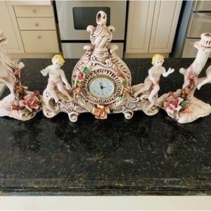 CAPODIMONTE original clock and candle holder
